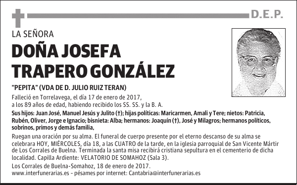 Dª JOSEFA TRAPERO GONZALEZ