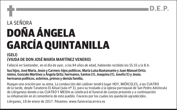 DOÑA ANGELA GARCÍA QUINTANILLA