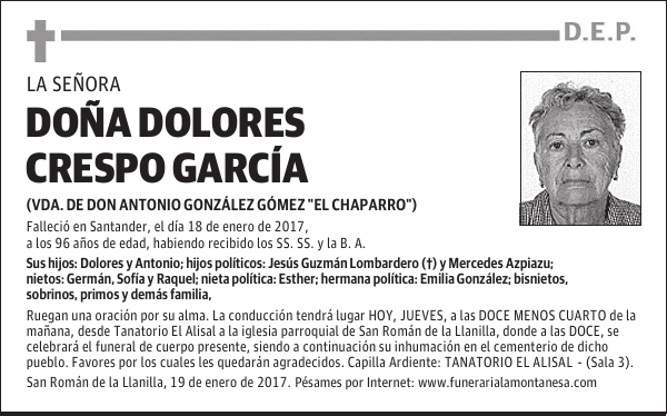 DOÑA DOLORES CRESPO GARCÍA