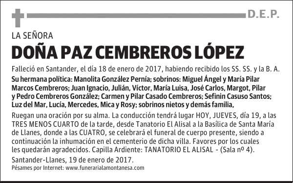 DOÑA PAZ CEMBREROS LOPEZ