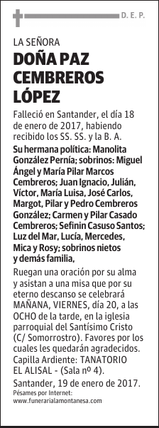 DOÑA PAZ CEMBREROS LOPEZ