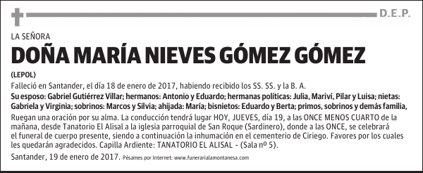 DOÑA MARÍA NIEVES GÓMEZ GÓMEZ