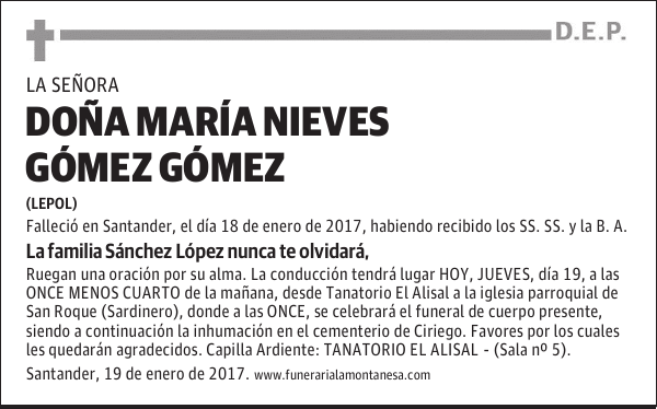 DOÑA MARÍA NIEVES GÓMEZ GÓMEZ