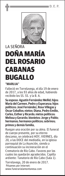 DOÑA MARÍA DEL ROSARIO CABANA BUGALLO