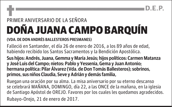 DOÑA JUANA CAMPO BARQUÍN