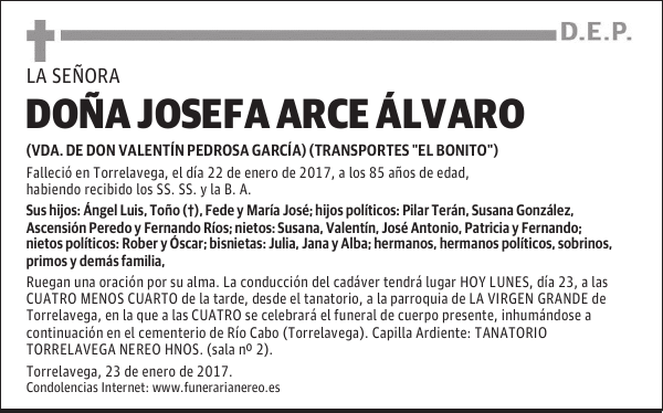 DOÑA JOSEFA ARCE ÁLVARO