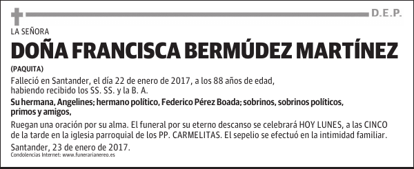 DOÑA FRANCISCA BERMÚDEZ MARTÍNEZ