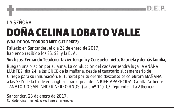 DOÑA CELINA LOBATO VALLE