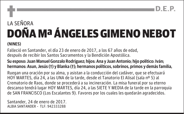 DOÑA Mª ÁNGELES GIMENO NEBOT