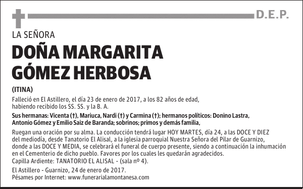 DOÑA MARGARITA GÓMEZ HERBOSA