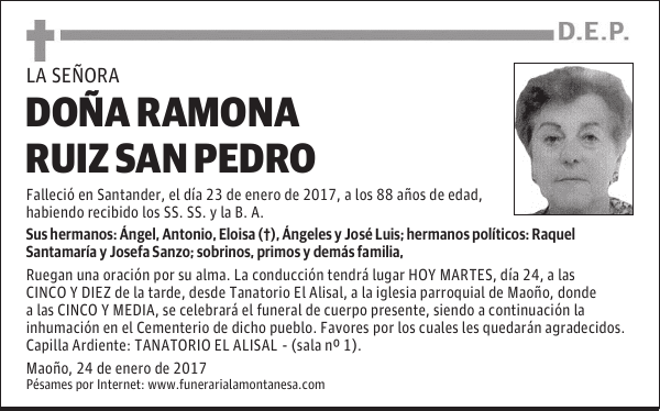DOÑA RAMONA RUIZ SAN PEDRO