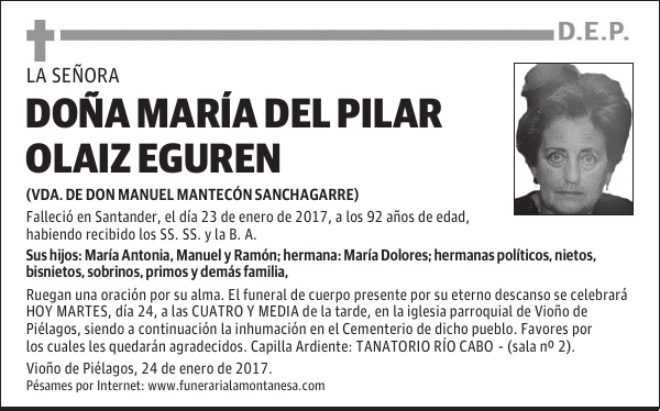 DOÑA MARÍA DEL PILAR OLAIZ EGUREN