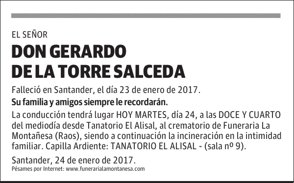DON GERARDO DE LA TORRE SALCEDA