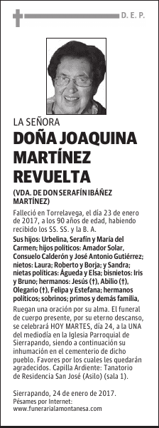 DOÑA JOAQUINA MARTÍNEZ REVUELTA