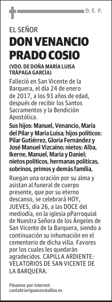 DON VENANCIO PRADO COSIO