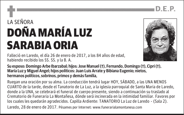 DOÑA MARÍA LUZ SARABIA ORIA