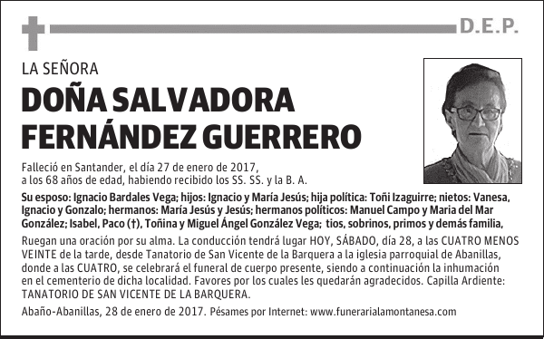 DOÑA SALVADORA FERNANDEZ GUERRERO