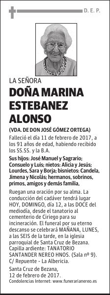 DOÑA MARINA ESTEBANEZ ALONSO
