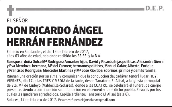 DON RICARDO ÁNGEL HERRÁN FERNÁNDEZ