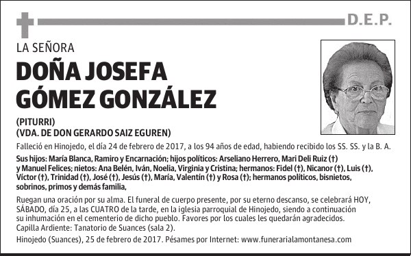 DOÑA JOSEFA GÓMEZ GONZÁLEZ