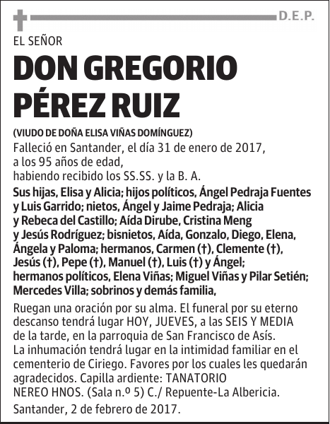 DON GREGORIO PÉREZ RUIZ