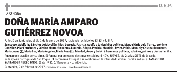 DOÑA MARIA AMPARO GUTIERREZ NOVOA