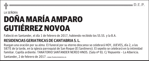 DOÑA MARIA AMPARO GUTIERREZ NOVOA