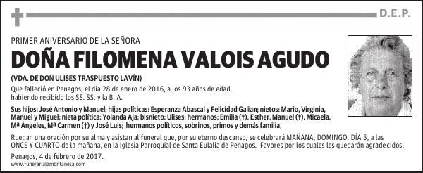 DOÑA FILOMENA VALOIS AGUDO