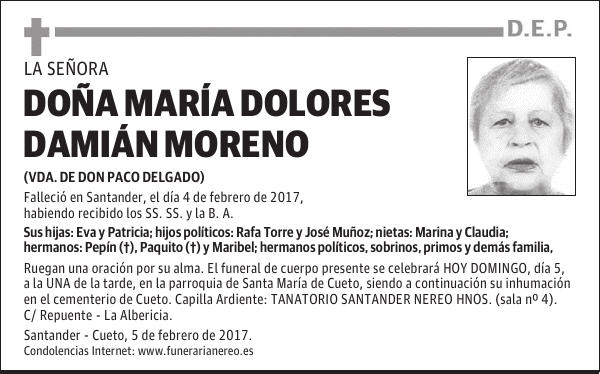 DOÑA MARÍA DOLORES DAMIÁN MORENO