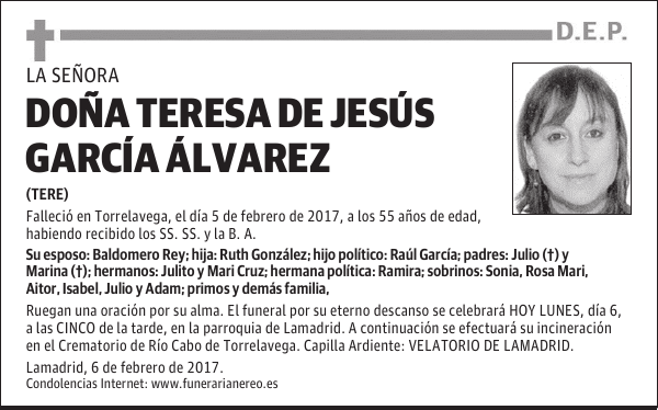 DOÑA TERESA DE JESÚS GARCÍA ÁLVAREZ