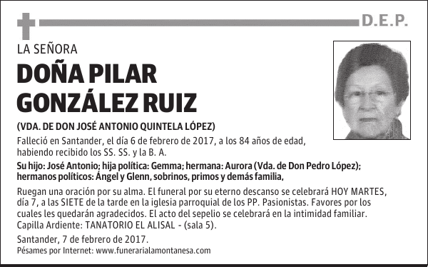 DOÑA PILAR GONZÁLEZ RUIZ