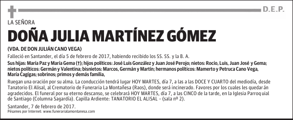 DOÑA JULIA MARTÍNEZ GÓMEZ
