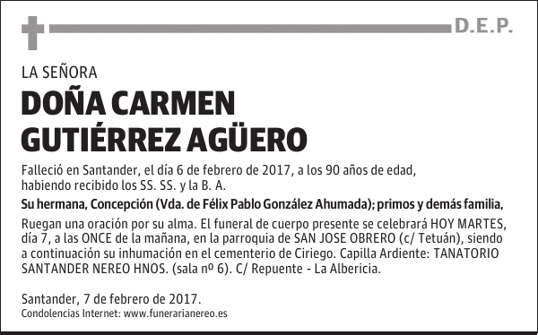 DOÑA CARMEN GUTIÉRREZ AGÜERO