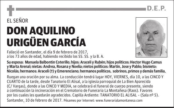 DON AQUILINO URIGÜEN GARCIA