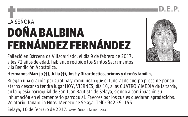 Doña Balbina Fernández Fernández