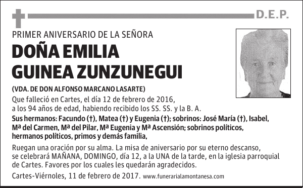 DOÑA EMILIA GUINEA ZUNZUNEGUI