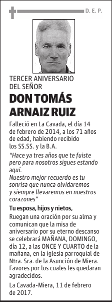 DON TOMÁS ARNAIZ RUIZ
