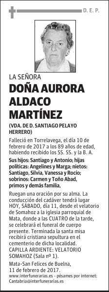 Dª. AURORA ALDACO MARTÍNEZ