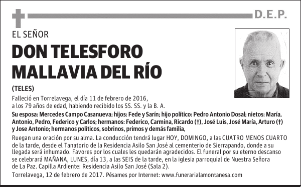 DON TELESFORO MALLAVIA DEL RÍO