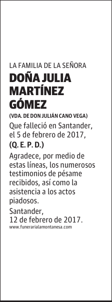 DOÑA JULIA MARTÍNEZ GÓMEZ