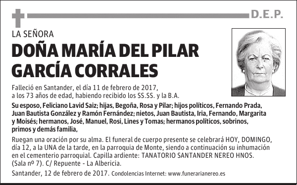 DOÑA MARIA DEL PILAR GARCIA CORRALES