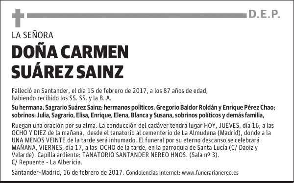 DOÑA CARMEN SUÁREZ SAINZ