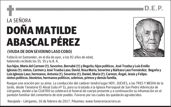 DOÑA MATILDE ABASCAL PÉREZ