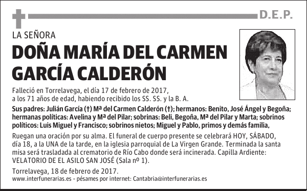 Da. MARÍA DEL CARMEN GARCÍA CALDERÓN