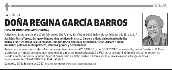 DOÑA REGINA GARCÍA BARROS