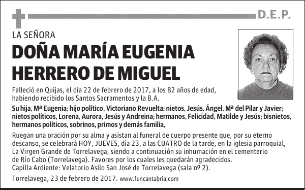 Doña Mª Eugenia Herrero de Miguel