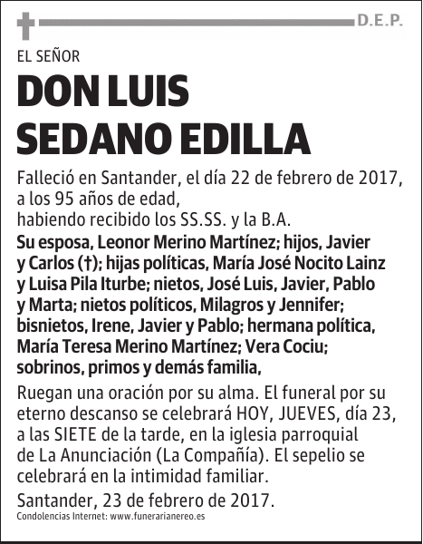 DON LUIS SEDANO EDILLA