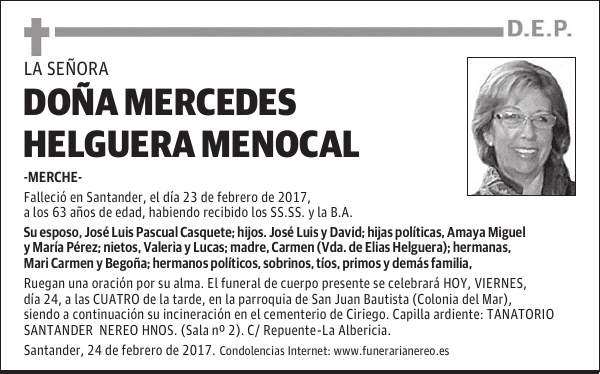 DOÑA MERCEDES HELGUERA MENOCAL