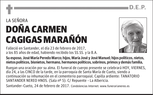 DOÑA CARMEN CAGIGAS MARAÑON