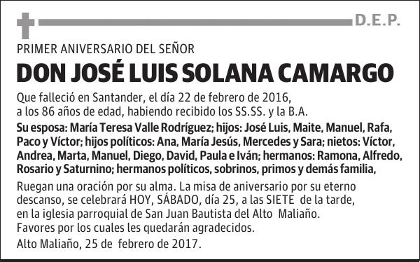 DON JOSÉ LUIS SOLANA CAMARGO